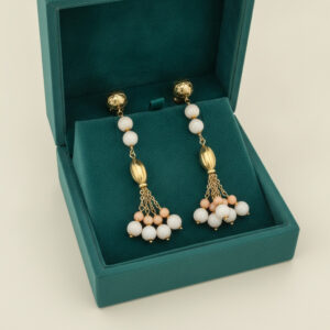 Orecchini pendenti con corallo in oro 18 kt