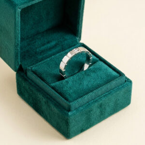 Fede uomo in oro bianco 18 kt con diamantino